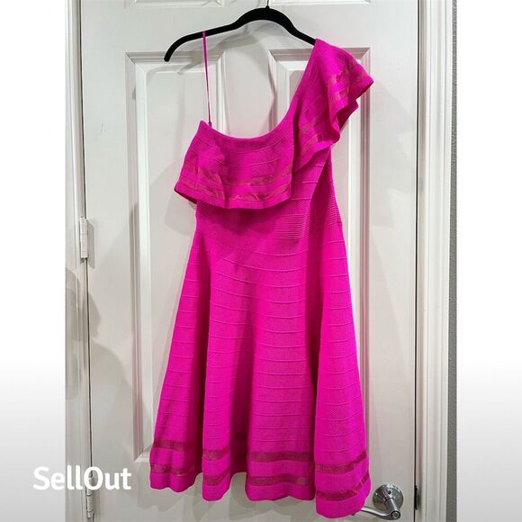 Ted Baker Dresses & Skirts - Ted Baker Women's One Shoulder Pink Knitted Skater Dress Size M